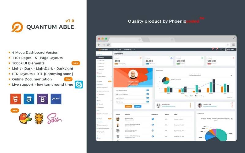 Quantum Able Responsive Bootstrap Dashboard Admin Template